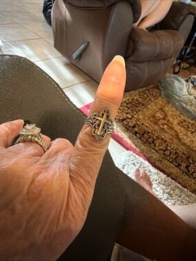 Sterling Silver Cross Statement Ring - Silver